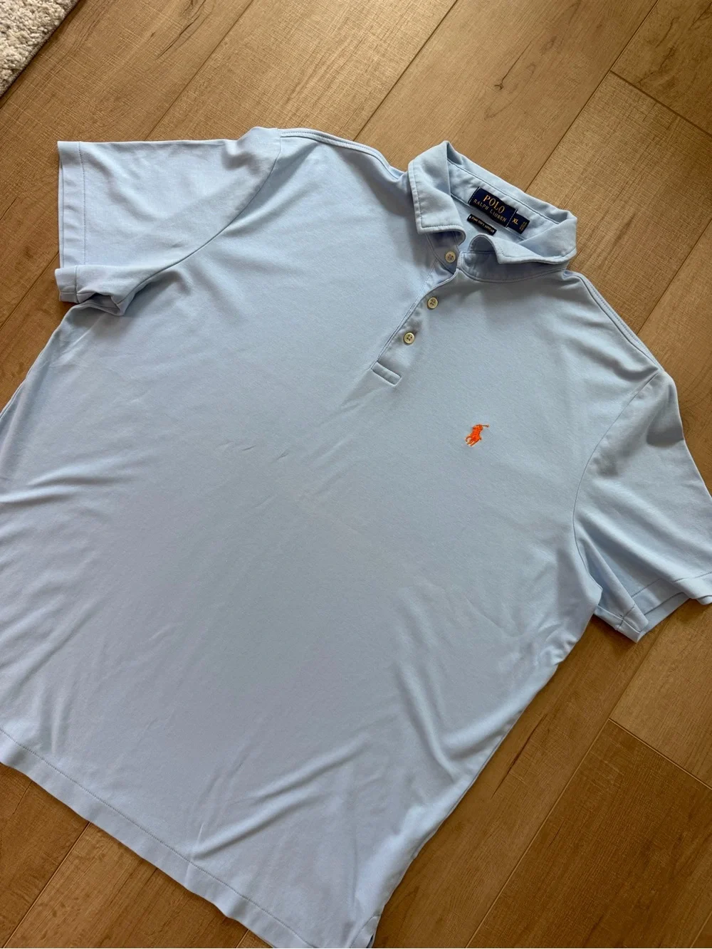 Ralph Lauren Polo Pima soft touch SS Shirt in Light Blue with Orange Pony -XL